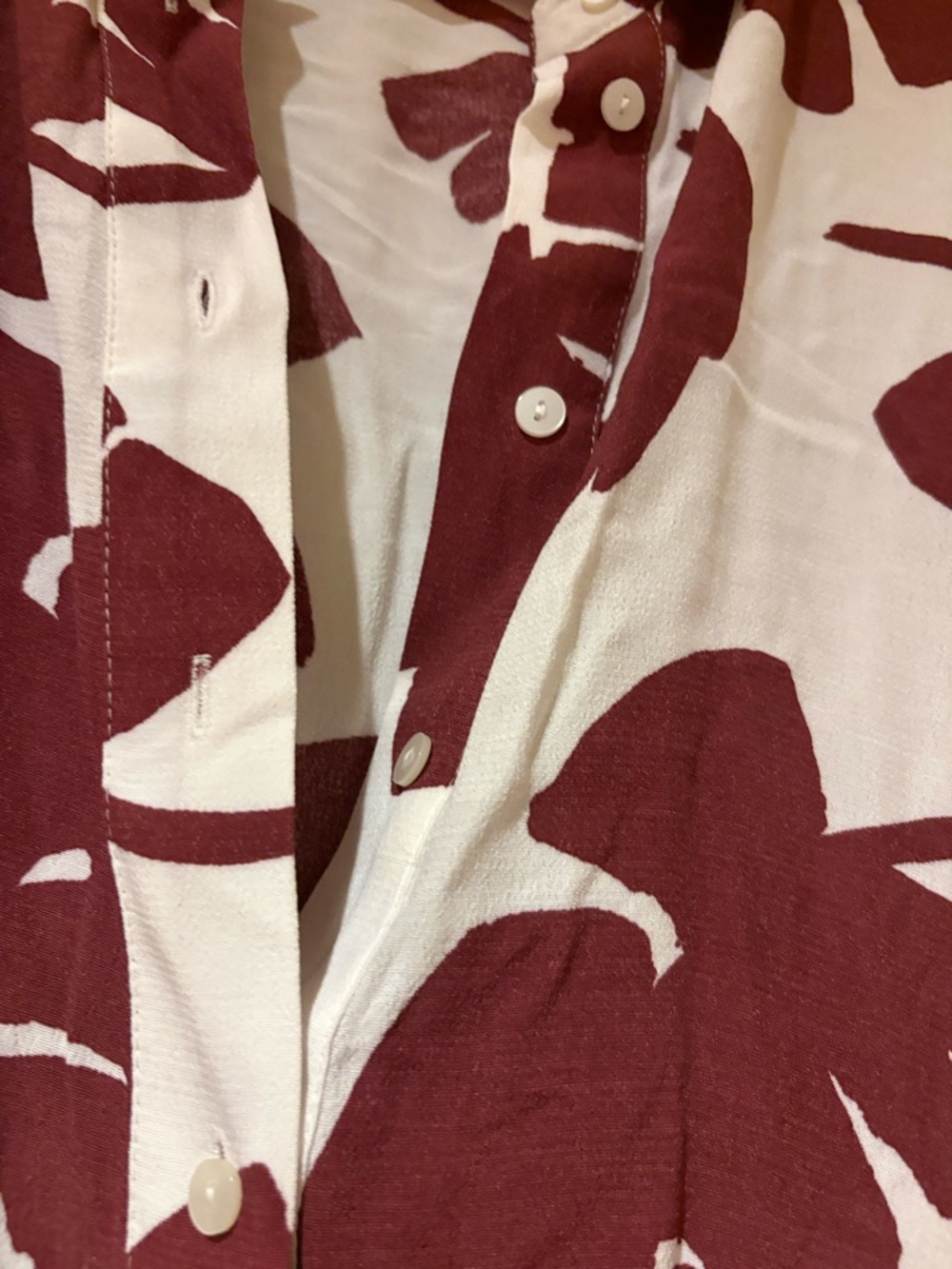 Button-Up Shirt dress with Maroon Floral Print